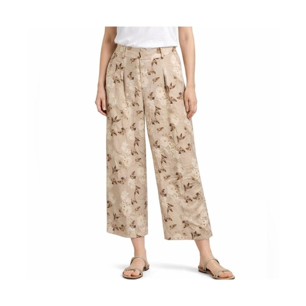House of Harlow Pants Womens Size 6 Linen Blend Beige High Rise Wide Leg Spring